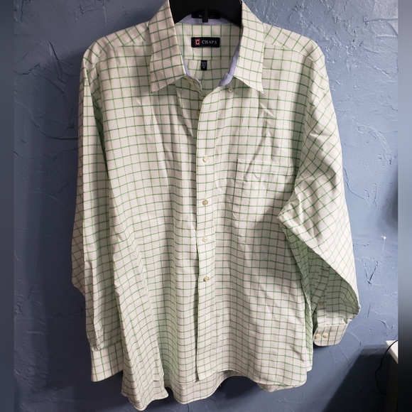 90'S Ralph Lauren CHAPS Long Sleeve Button Down Light Flannel Check Shirt Men's Size L Vintage cotton Green type dark green Vintage Second Hand